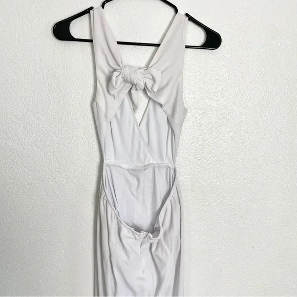ASOS DESIGN tie back cross front split maxi beach dress in white size medium - Picture 8 of 11